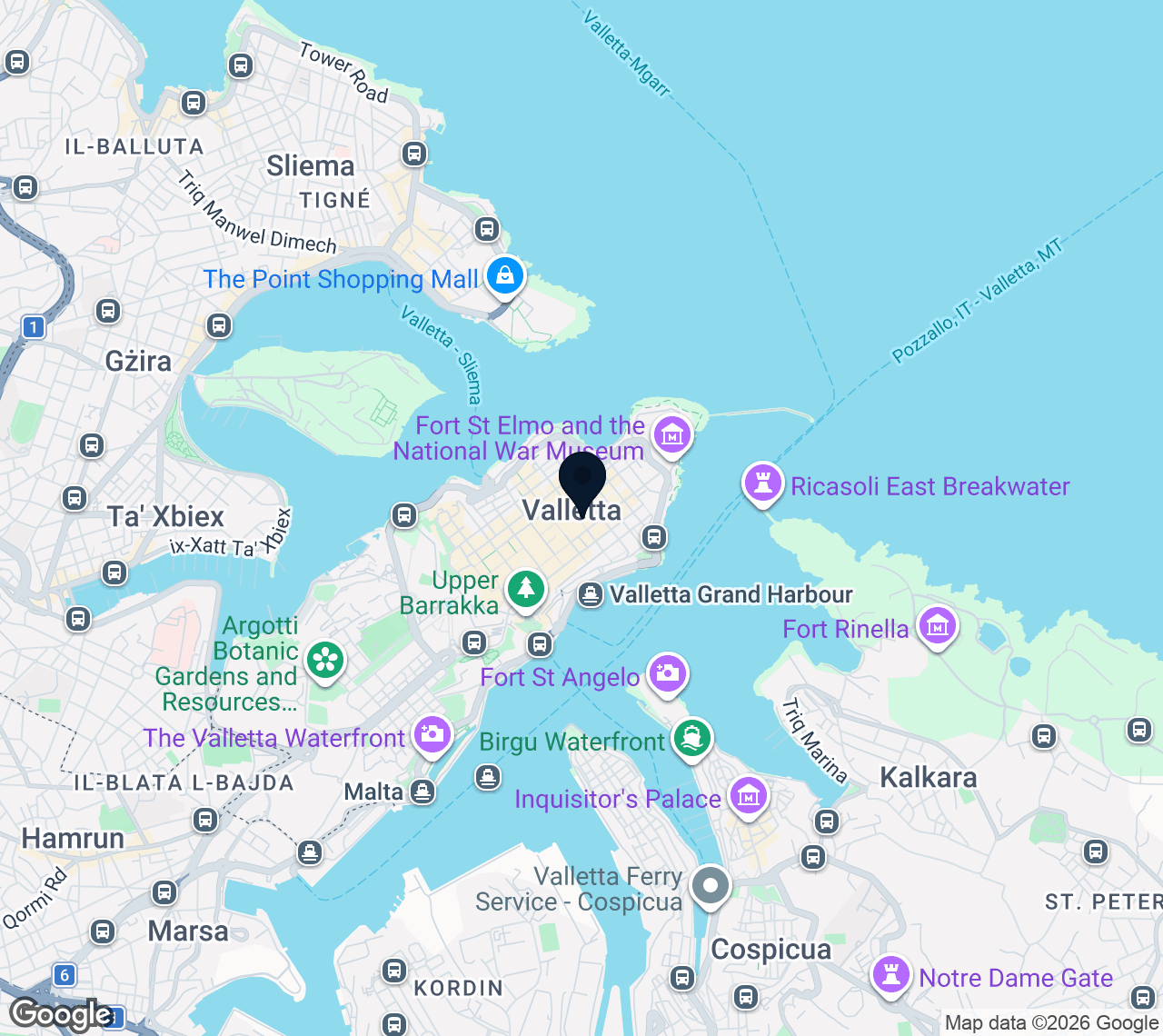 Map of Valletta